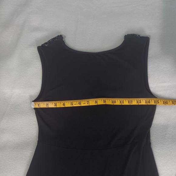 Lascana Sleeveless Blavk Jersey Midi Dress Lace V-neck Back Detail US Sz 4 - Picture 4 of 14